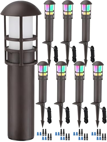 Image of LEONLITE 8-Pack RGBCW Low Voltage Landscape Pathway Lights, 3W, CRI90