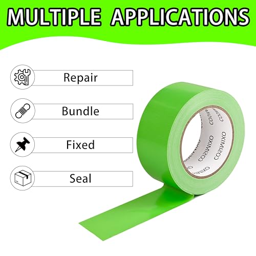 Image of COSIMIXO 5-Pack Green Heavy Duty Duct Tape, 2 inches x 30 Yards, Strong, Flexible, No Residue, All-Weather and Tear by Hand - Bulk Value for Repairs, Industrial, Professional Use