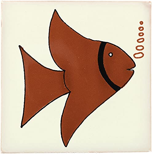 Box of 9-4¼ x 4¼ Terra Cotta Fish - Talavera Mexican Ceramic Tiles