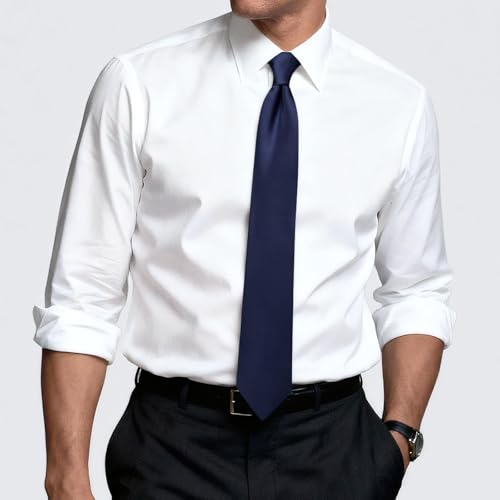 Image of Hi-Tie Men's Extra Long Solid Satin Tie Set 63 Inch /70 Inch Formal Necktie