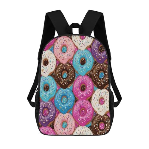 Mens Doughnut Donut Backpack, Adjustable Spacious Shoulder Bag with Pockets and Handle, Cool Multi-Functional Backpacks for Gym