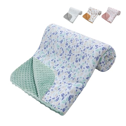 amo nenes Couverture bébé hiver coton 100 x 75 cm Couverture polaire Couverture câlin Moelleuse Douce Couverture d'éveil bébé avec rembourrage Couverture enfant épaisse pour garçon et fille, Vert