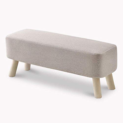 Taburete otomano cuadrado de cuero blanco ajustable con asiento acolchado y reposapiés de madera, capacidad máxima de 100 kg, ideal para sala de estar y decoración del hogar