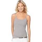 Hanes Women's Stretch Cotton Cami with Built-In Shelf Bra_Grey Heather_M