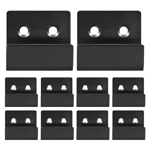 Image of 10 Pcs Wall Hanger, Stainless Steel Wall Mount Brackets Hook Wall Tile Bracket , Heavy Duty Wall Hanger Brackets Wall Tile Hanger for Picture Frame, Mirrors, Tile Display (Black, Medium)