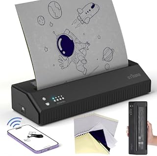 STIGMA Bluetooth Tattoo Transfer Stencil Machine Black Mini Tattoo Printer 2500mAh Copier Drawing Thermal Stencil Maker with 10Pcs Transfer Paper for Tattooing