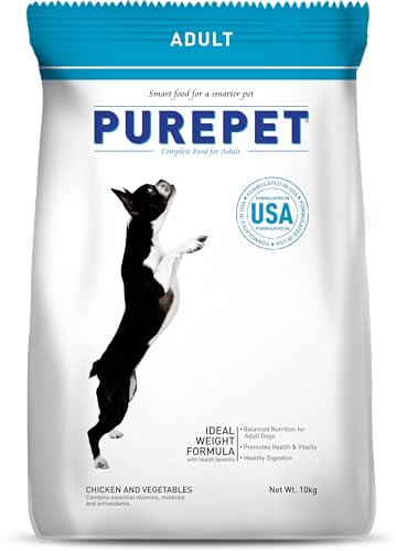 Purepet Adult Dry Dog Food Chicken & Vegetable 10 Kg | Complete Nutrition Essential Vitamins & Minerals Boosts Immunity & Digestion Supports Bone & Muscle Growth
