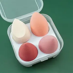 Skin Harmony Makeup Sponge Set – 4-Piece Latex-Free Makeup Blender Sponges for Liquid, Cream, & Powder with Carry Case, Multi-Colored Beauty Sponges for Flawless Application (1 Box contains 4 Sponges)