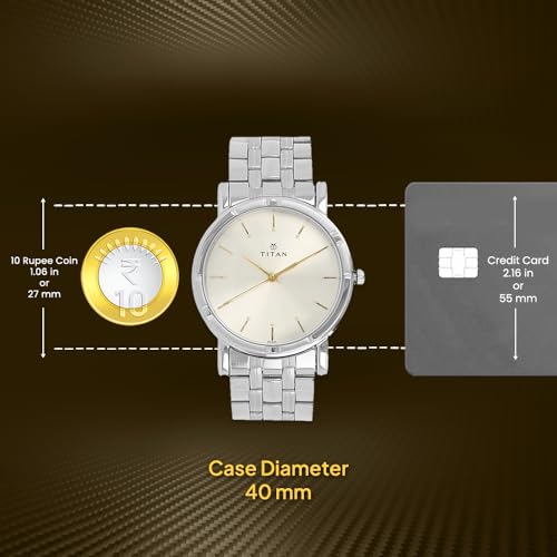 Titan Quartz Analog Silver Dial Stainless Steel Strap Watch for Men-NN1639SM01 - Image 5