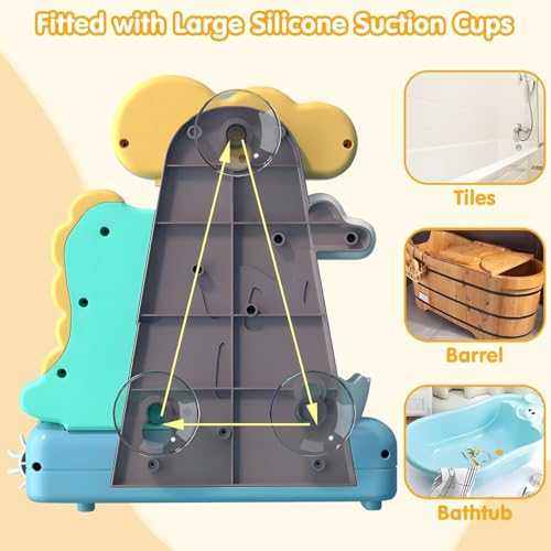 Image of Happy Hues Dino Bath Toys for Babies &Toddlers- Mold-Free Wall Mount Waterfall Bath Toys (Dino)