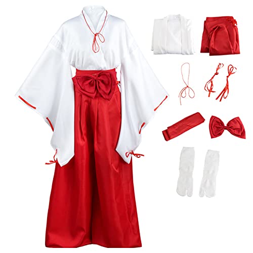 TMSREBU Kikyo Cosplay Costume Moroha Outfit Inuyasha Cosplay Kimono with Clogs for Women(Kikyo, S)