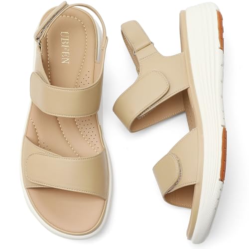 Image of UBFEN Womens Platform Sandals Wedge Walking Comfortable Casual Adjustable Strap Lightweight Open Toe