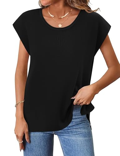 Image of Zeagoo Sweater Tank Tops for Women Sleeveless Crew Neck Loose Fit Knit Tops Summer Business Casual Outfits Black