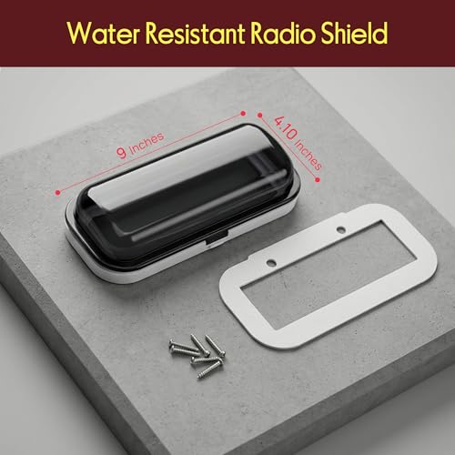 Image of Pyle Water Resistant Marine Stereo Cover - Smoke Colored Heavy Duty Boat Radio Protector Shield with Flip-up Door & Spring Loaded Release - Mounting Gasket Included - PLMRCW1