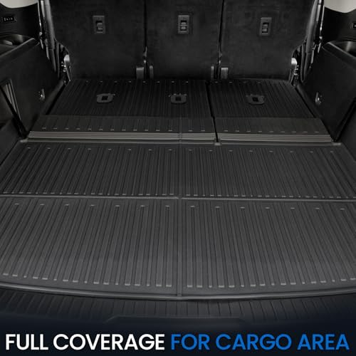 Image of Cargo Mat Backrest Mats for 2018-2024 Ford Expedition Max 7 /8 Seats, All Weather TPE Trunk Mat Cargo Liner Accessories (Cargo Mat+3rd Row Backrest Mats)