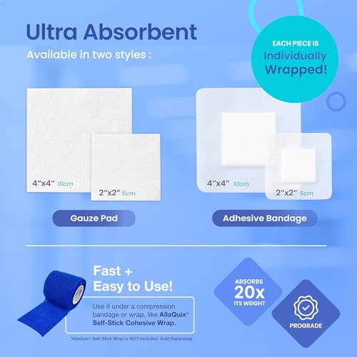 Stop Bleeding Gauze Combo Pack Bundle: AllaQuix High Performance + AllaQuix Lite (Incluye 3 paquetes de alta performance - grande (2"x2") + caja de 20 Lite Calcium Alginate - grande (2"x2")) miniatura 7