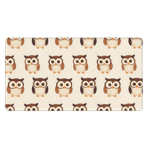 Tapis de souris pour ordinateur portable et grand sous-main décoratif hibou