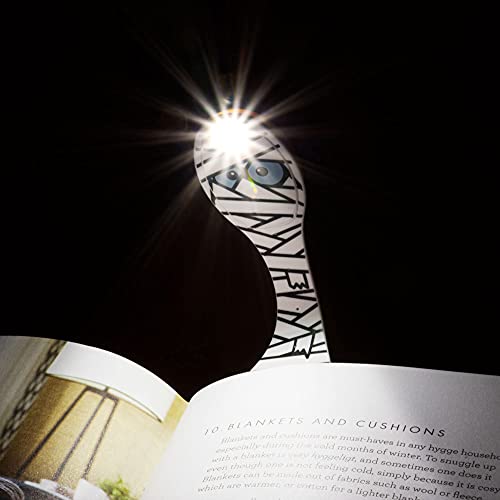 Image of Gifts for Readers & Writers Book Light, Clip On Reading Light for Bed, 2in1 Flexilight & Bookmark, Small & Lightweight with a Soft Glow, 2 Batteries Included, Mummy