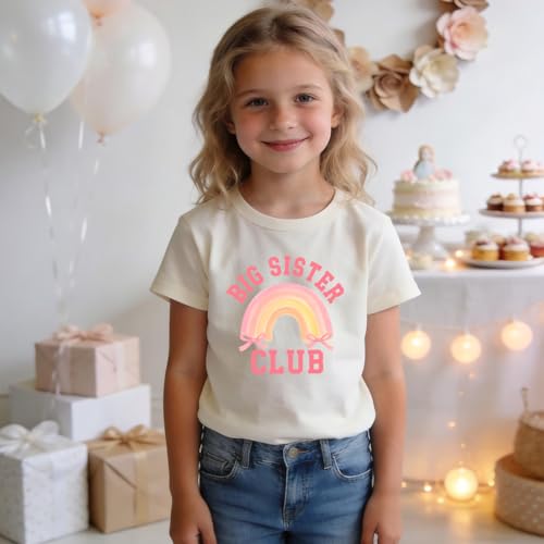 Image of Biggest /Bigger /Big Sister Shirt for Toddler Girls Cotton Short Sleeve Tshirts Announcement Outfits 2-10 Years