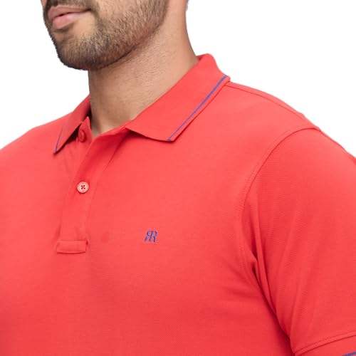 Image of Raymond Men's Modern Fit Solid Pattern Pure Cotton Polo Neck Half Sleeve Casual T-Shirt