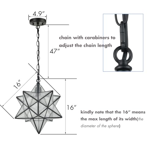 Image of CLAXY Modern Moravian Star Pendant Light Seeded Large Glass Hanging Lights