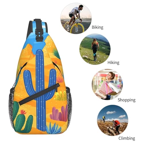 Mochila tipo bandolera con patrón cactus para mujer y hombre miniatura 6