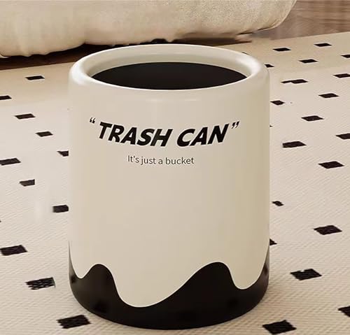 Image of House of Quirk Stylish Open Lid Trash Can Large Capacity 8-Litre Plastic Kitchen Garbage and Recycling Bin, Waste Organizer Container (Cream Flow)
