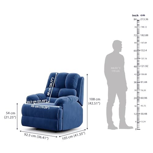 Image of Wakefit Recliner | 3 Year Warranty | Recliner Sofa 1 Seater, XpertGRID Technology, Designed for Supreme Comfort & Relaxation, Easy DIY Assembly, 145 kg Weight Capacity, Electic Virelia (Blue)