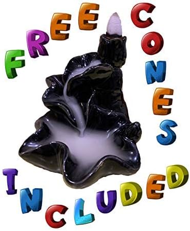 SmokeRite- Backflow Waterfall Incense Burner Set, Includes 40 Incense Cones