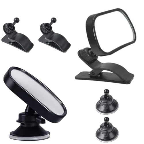 2PCS Bebé Espejo Retrovisor de Coche para Vigilar Bebé en Coche, 360° Ajustable Inastillable Interior Espejo Coche Bebé, Ventosa & Clip, Espejo de Seguridad para Niños