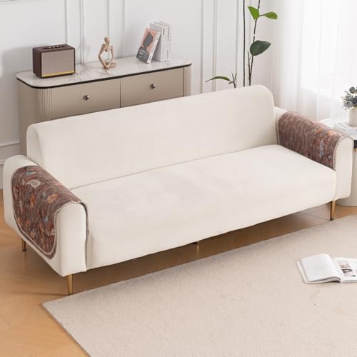 Image of HOKIPO HeavenHue Fleece Backed Sofa Armrest Cover 2 Pc, Vintage Bloom