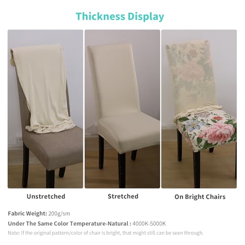 Fuloon 4 Pack Super Fit Stretch Removable Washable Short Dining Chair Protector Cover Seat Slipcover for Hotel, Dining Room, Ceremony, Banquet Wedding Party - Thumbnail 4