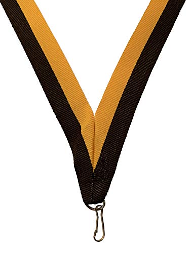 Black and Gold Neck Ribbons for Medals with Snap Clips Flat Lanyard Award (Pack of 100)