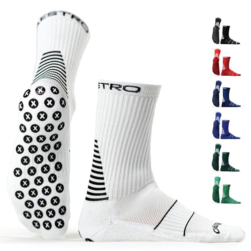 Maestro Soccer Grip Socks, Non-Slip, White, L