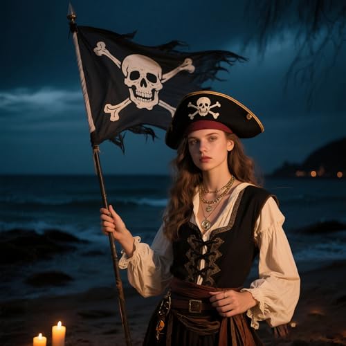 Todenb Layered Gold Pirate Necklace for Women Chunky Chain Pirate Jewelry 80s 90s Coin Pendant Necklace Pirate Costume Accessories4