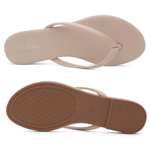 Image of Shoe Land Thong Flip Flops for Women, Memory Foam Flat Sandals, Lightweight Summer Slides, Non Slip Comfort Sandals for Beach, Travel and Everyday Wear