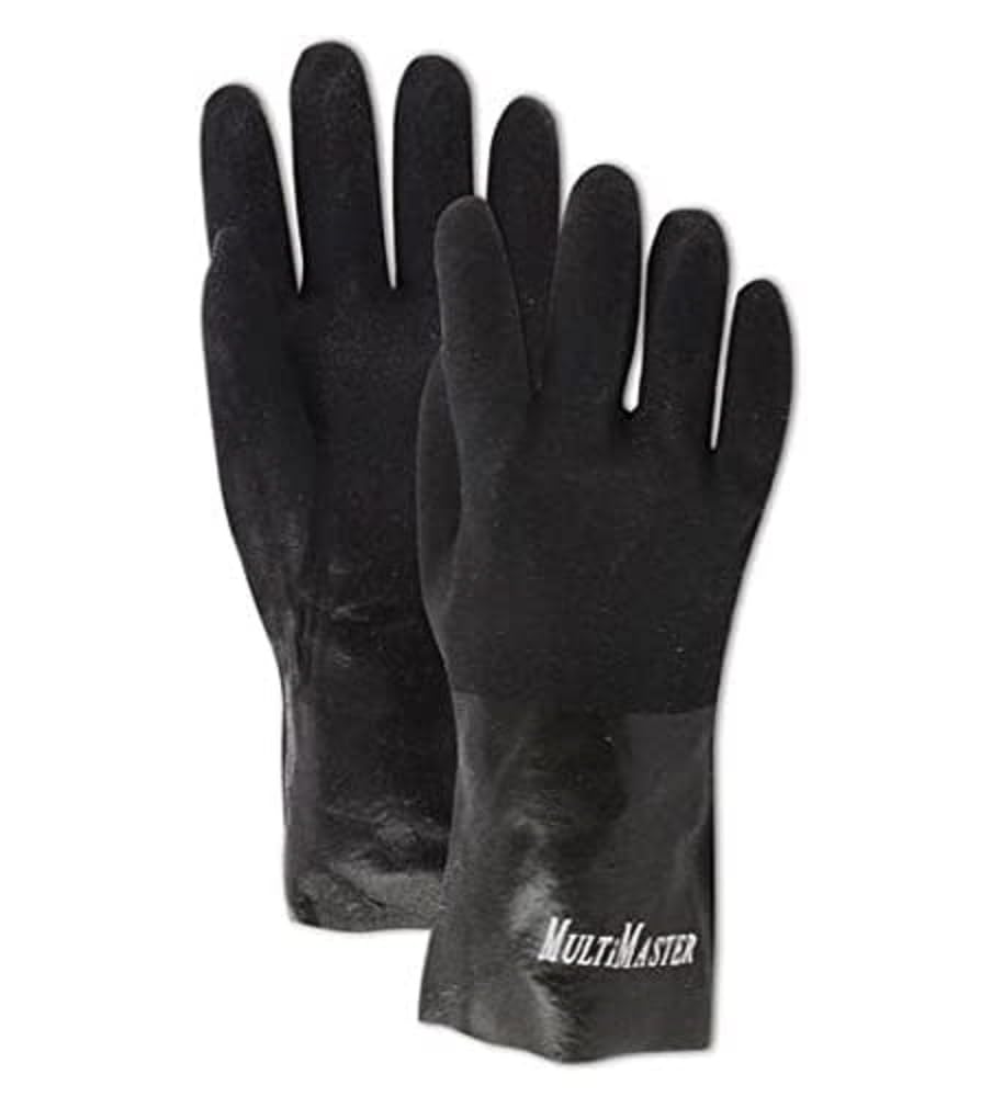 MAGID T3082R MultiMaster Fine Sand Finish PVC Gloves 12 Black 12 Pair