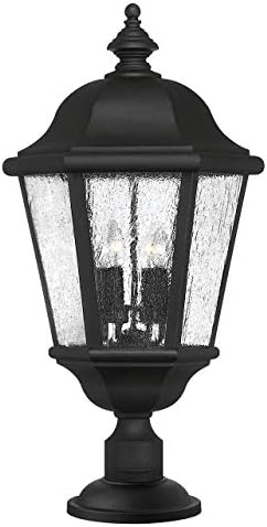 Hinkley Edgewater Four Light 27.75-Inch Post Mount Outdoor Lantern, Aluminum, Clear Seedy Glass, Driveway Walkway or Entry, Low Voltage Bulbs Included, Post Sold Separately, Black Finish