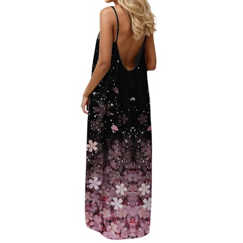 Image of HTHLVMD Backless Cami Dress Summer Dresses for Women 2026 Spaghetti Strap Dresses Womens Solid Color Backless Cami Dress