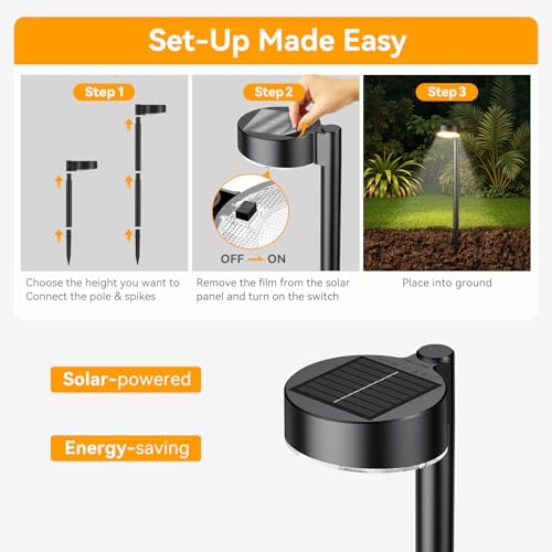 Ahaorigin 3.7V 800-Lumens IP65 Waterproof Solar Pathway Outdoor Lights (8-Pack) - image 6