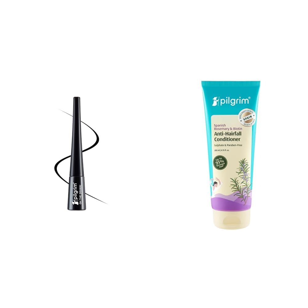 Pilgrim Black Scandal Eyeliner Pencil Intense Matte Finish Smudge Proof Pencil Enriched With Argan Oil & Spanish Rosemary & Biotin Anti Hairfall Conditioner for Reducing Hair Loss & Breakage 200ml-image-49