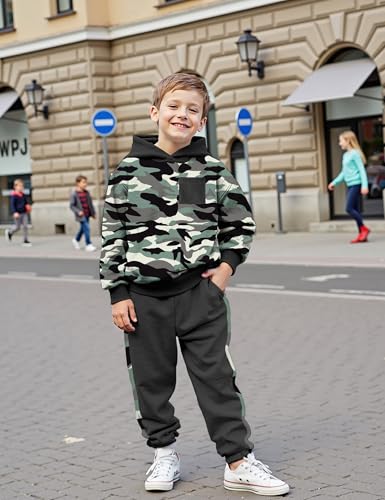 Image of Boys Clothes Fall Winter Outfits Camouflage Long Sleeve Hoodie and Pants 2PC Kids Clothes Boys for 5-14 Years