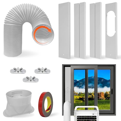 DSHFKLX Kit de ventilación de ventana de aire acondicionado portátil con manguera de 5.9 pulgadas de diámetro para manguera de escape para conductos, panel de sellado universal de CA para ventana
