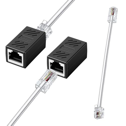 Qulkws 2 Pcs Phone Jack to Ethernet Cable Adapter RJ45 to RJ11 Adapter RJ45 8P8C Female to RJ11 6P4C Male Phone Lines for Landline Telephone Service