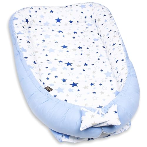 Palulli Nido De Bebé Para Recién Nacido Xxl 120 X 60 Tumbona Nido Para Bebé 100 Algodón Con Bordes Protectores 0-9 Meses
