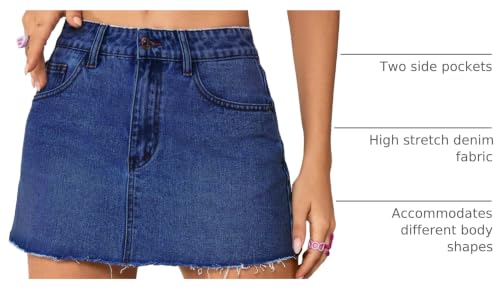 Image of Jumppmile Womens Mini Denim Skirt Mid Waist Mini Dress Jean Skirts