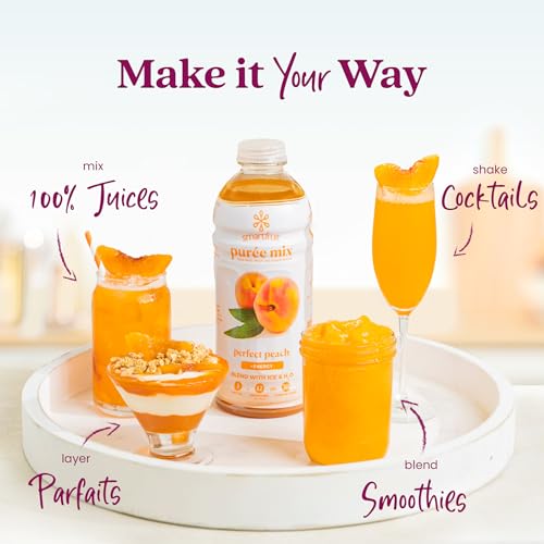 Image of Smartfruit Perfect Peach + Energy - 100% Real Fruit Puree with Peach, Apple & Pineapple - Great for Smoothies, Juice, Yogurt, Cocktails, Teas & More - High in Niacin & Vitamin A, B6, B12 - 48oz