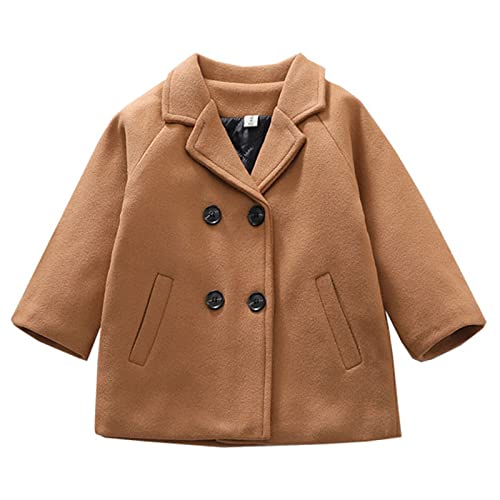 Mubineo Toddler Boy Girl Winter Basic Plain Trench Coat Warm Thick Coats (Brown, 3T)