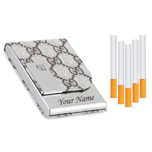 Felstar Customized with Engraved Your Name On Cigarette Case Holder With Magnet Lock - Case for King|Regular|Slim 70mm|84mm Size - Store 8 Cigarettes - Crush Proof Gift for Men (GG)