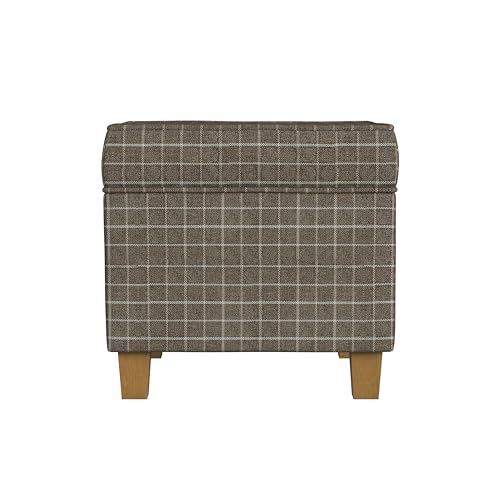 Image of HomePop 18 inch Classic Square Storage Ottoman - Brown Windowpane